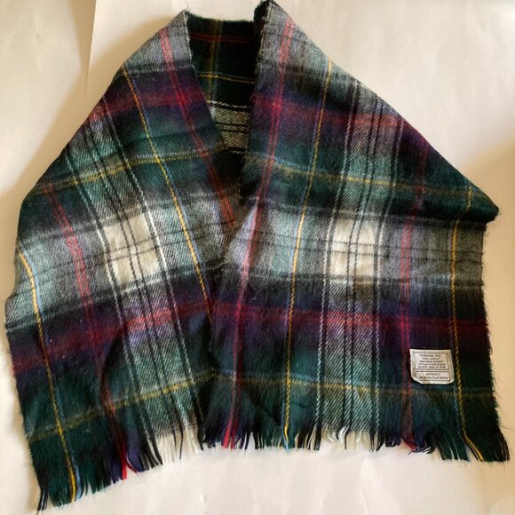 Vtg Plaid Cashmere Feel Acrylic Blanket Scarf Green Dress Malcolm Tartan Japan - Picture 2 of 10